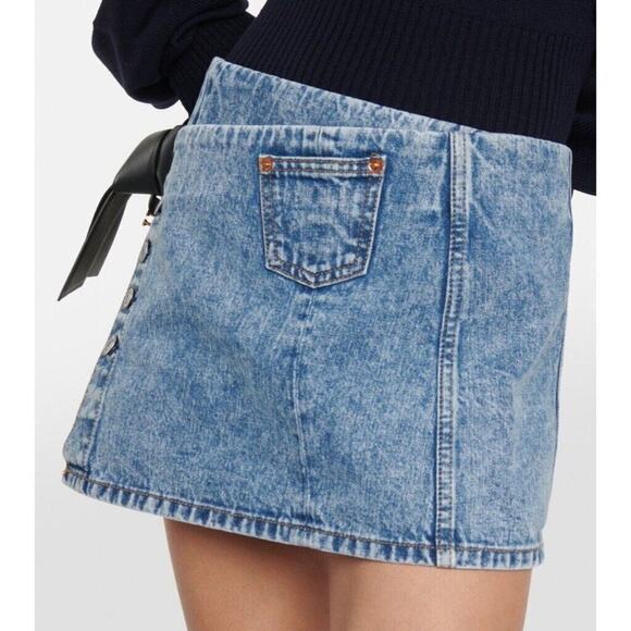 NWT Re/Done Wrap Denim Mini Skirt Size 27 - Picture 3 of 5